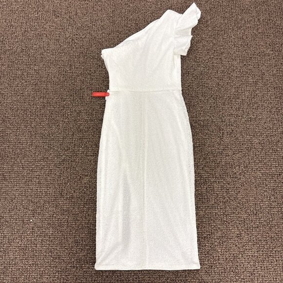 Mac Duggal Size 0 White 70162 One Shoulder Sequin Midi Cocktail Dress Wedding - Picture 8 of 10